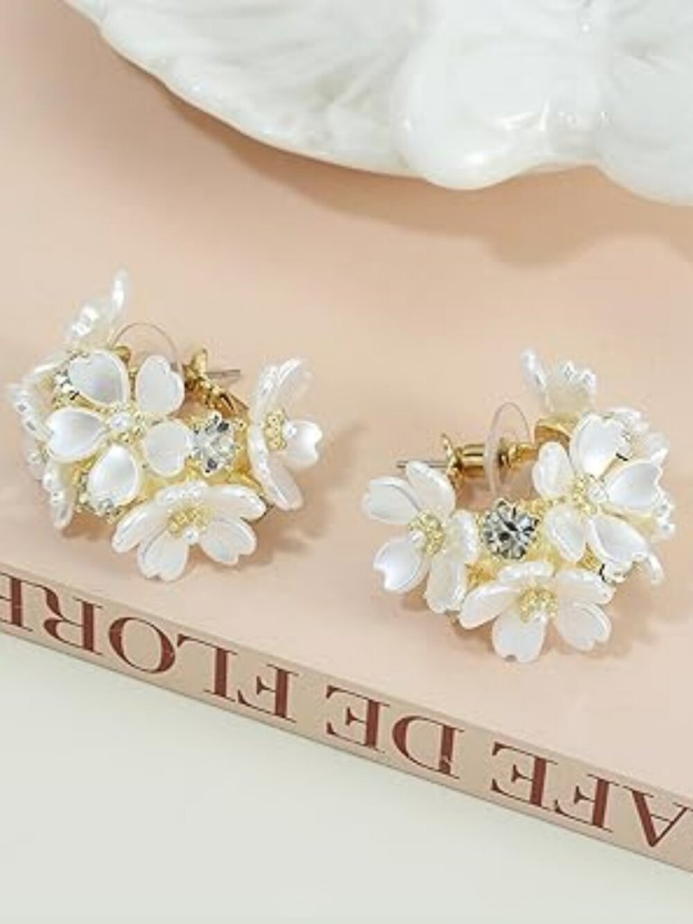 Retro Vintage Look Acrylic Flower Cluster Earrings Boho Pierced Statement Chunky